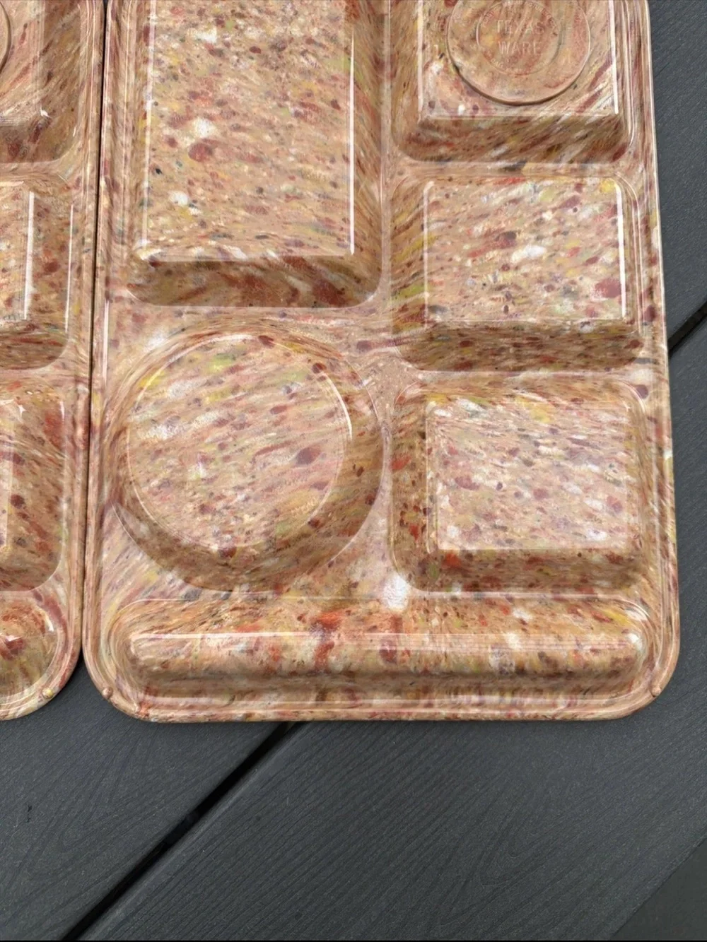 Vintage Texas Ware Speckled Confetti Trays (2) Melamine Lunch Trays #146